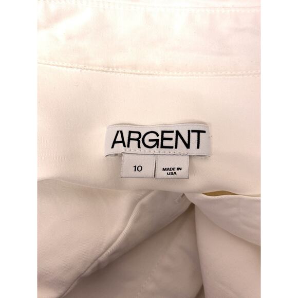 Argent Shirt 10 Womens White Viscose Twill Collared Button Down Top - Picture 7 of 8